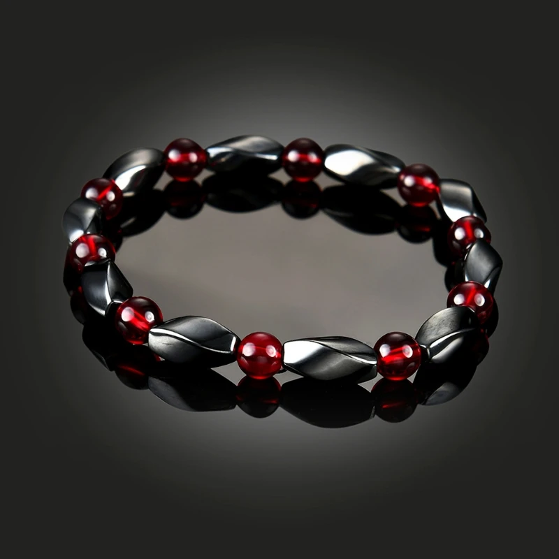 

Hematite Stone Therapy Health Care Beads Bracelet Unisex Bangle Jewelry