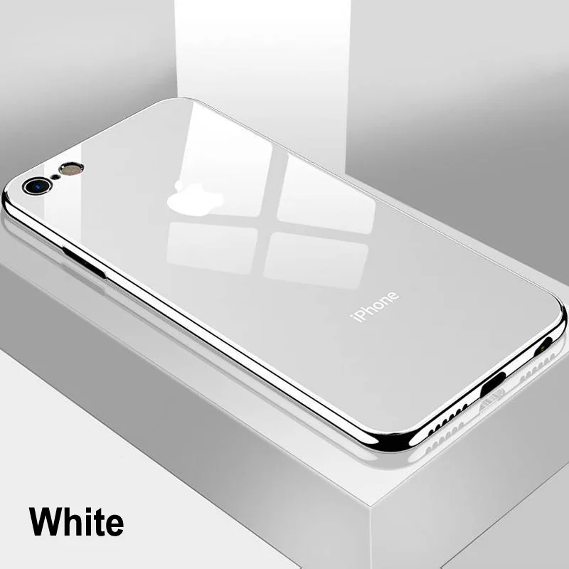 Роскошный чехол из закаленного стекла для телефона чехол для iPhone 7 6 S 8 Plus X 10 XR XS Max, ультра тонкий глянцевый черный красный iphone