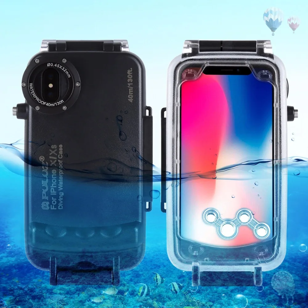 PULUZ для iPhone XS Max/XR чехол для дайвинга 40 м/130 футов водонепроницаемый корпус для фотосъемки подводного плавания чехол для iPhone X/XS