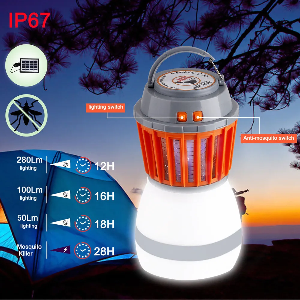 2018 New Mosquito Killer Lamp Solar Lights Outdoor UV LED Electric Fly