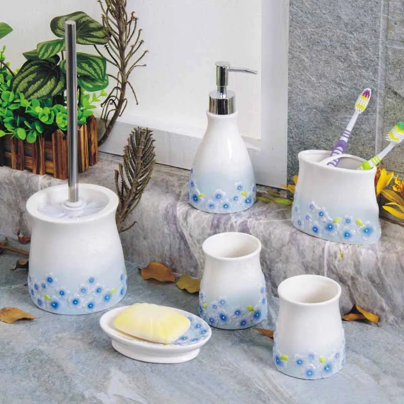 ceramic bathroom set elegant bathroom products flower relief six piece