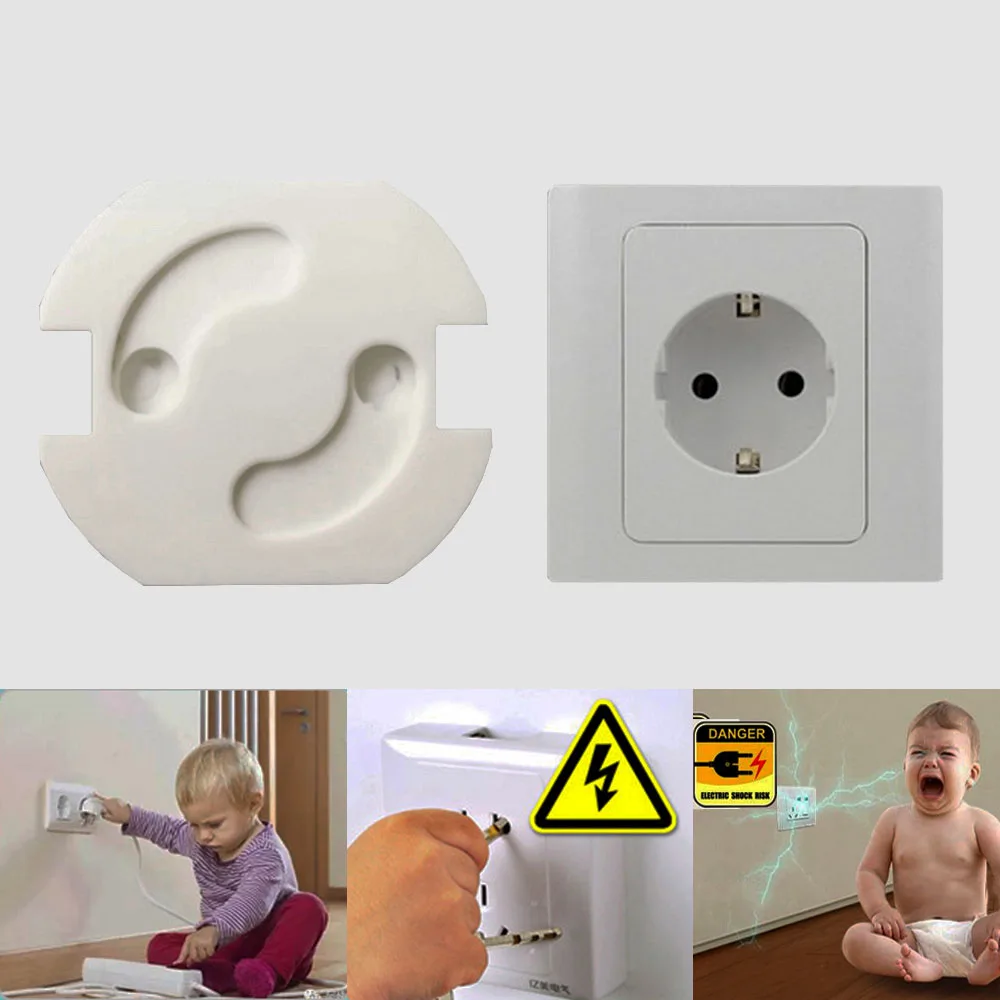 10pcs EU Power Socket Cover Electrical Outlet Safety Guard Baby Protection Kids Anti Electric Shock Plugs Rotate Protector