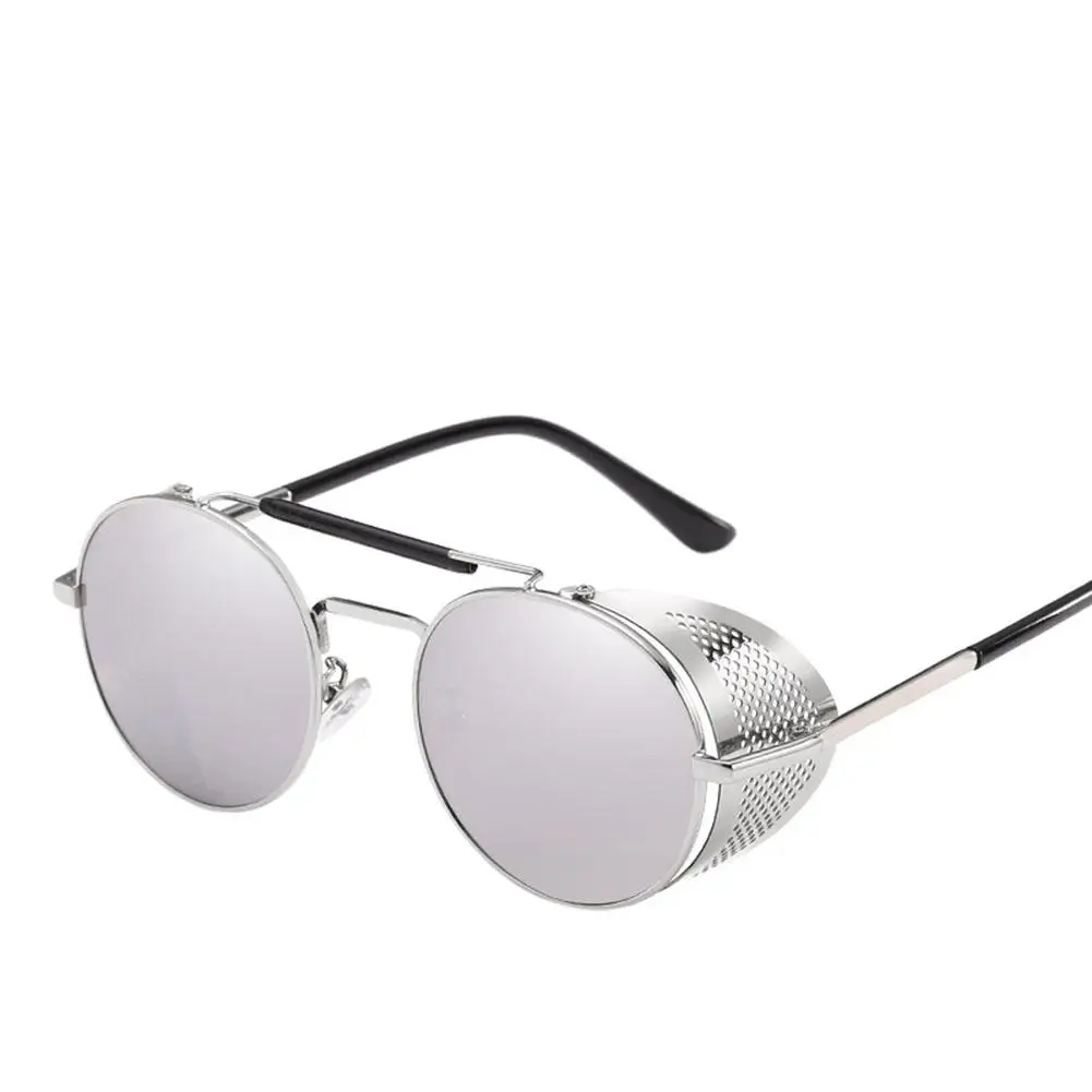 Стимпанк Солнцезащитные очки, женские круглые очки, мужские очки с боковым козырьком, круглые линзы, унисекс, винтаж, ретро стиль, Панк Oculos De Sol L0