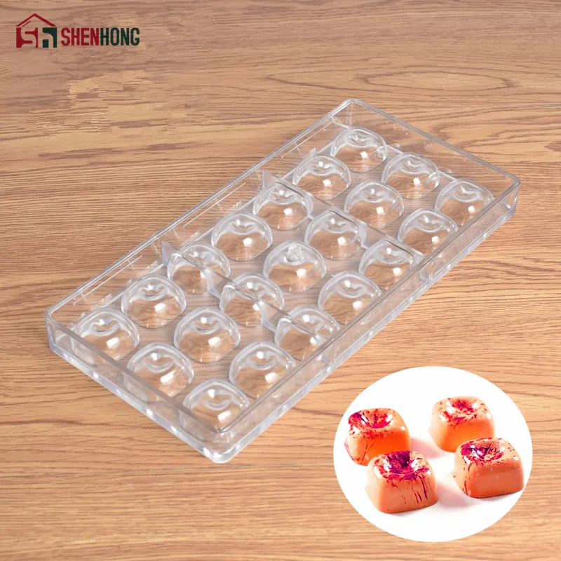 

SHENHONG New Arrival Concave Square Chocolate Mould Shaped Polycarbonate Chocolate Mold 3D Candy Mold BPA Free FDA Baking Tools