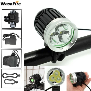 

WasaFire 3*T6 LED HeadLight Front Lights Riding Cycling Sport Gift 4000lm 3 Modes Mountain Bike Light Bicycle Lamp HeadLamp