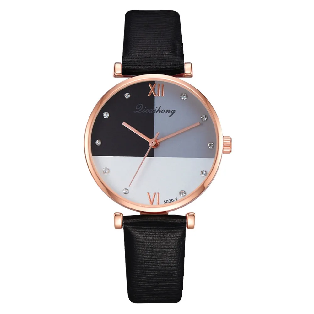 Licaihong Роскошные модные женские часы простые три цвета плоский Циферблат PU ремень кварцевые женские часы подарок наручные часы Reloj
