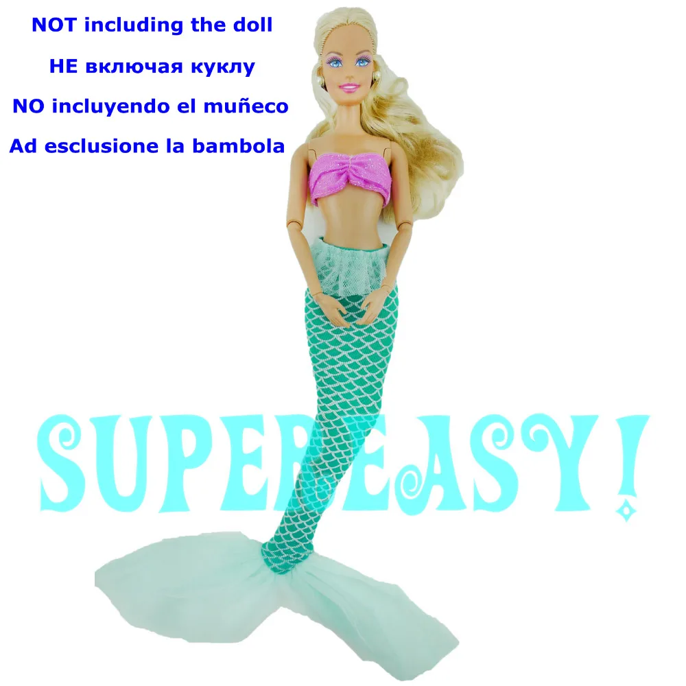 

Fairy Tale Mermaid Clothes Bra + Fishtail Tops & Bottoms Dress For Barbie Doll Kurhn Costume Girl Kid Collect Gift Pretend Play