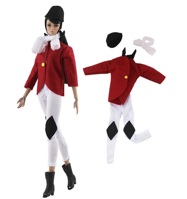 

NK One Set Doll Female Rider Suit Fashion Noble Spot Clothing Casual Wear Hat For Barbie Doll Accessories Gift Baby Toys 6X