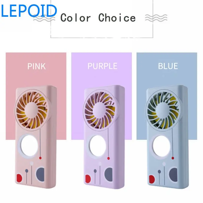 LEPOID ручной 1200mA power Bank работающий от батареи вентилятор с зеркалом для макияжа и