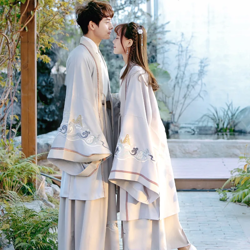 

Chinese Style Hanfu Cosplay Inside Set Lovers Costume Robes Embroidered Unisex Big Clothes