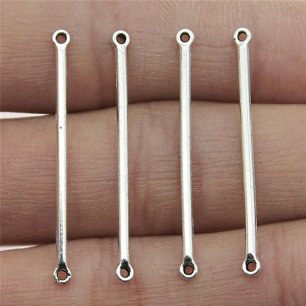 WYSIWYG 20pcs Charms Long Bar Connector Antique Silver Color Tone