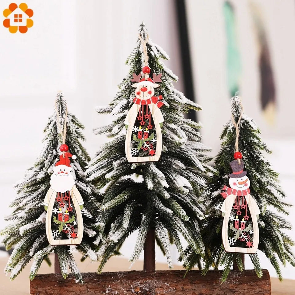 3 шт. деревянный Рождественский Санта Клаус/Снеговик подвесные украшения для дома Рождественская вечеринка Рождественская елка украшения Детские подарки украшения