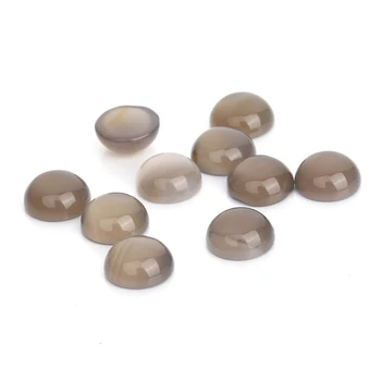 

20pcs 8/10/12mm Gray Beads Loose Cameo Cabochon Beads Natural Stone Cabochon Setting Supplies For Craft Jewelry Makings F4013