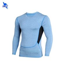 Новая катионная ткань мужская с длинным рукавом для фитнеса, бега, занятий спортом футболка термальный Спортзал Бодибилдинг Рашгард компрессионные колготки Тройник