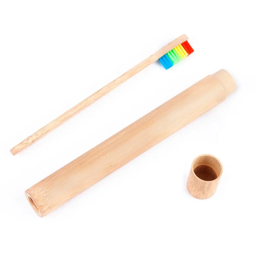 

1pc Eco-Friendlyl Bamboo Charcoal Toothbrush Soft Bristle Low Carbon Wooden Handle Teeth Clean Brush with Storage Tube Box