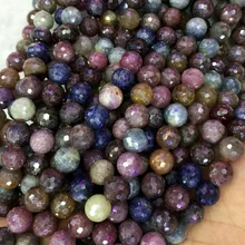 Натуральный многоцветный Красный Фиолетовый Синий рубиновый и сапфирный круглый свободные бусины 4-18 мм DIY ювелирные изделия ожерелья или браслеты 1" 04073