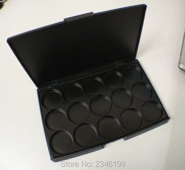 

10pcs/lot 15grids Matte Black Eyeshadow Powder Case, DIY Lip Balm Packaging Box, Plastic Empty Lipstick Cosmetic Container