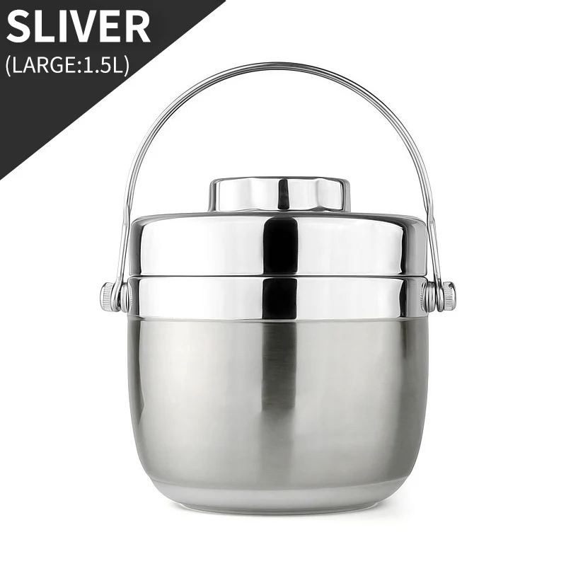 Large Silver WORTHBUY японский тепловой Ланч-бокс для детей для пикника кемпинга портативный из нержавеющей стали Bento box фрукты еда контейнер для хранения - Цвет: Large Silver