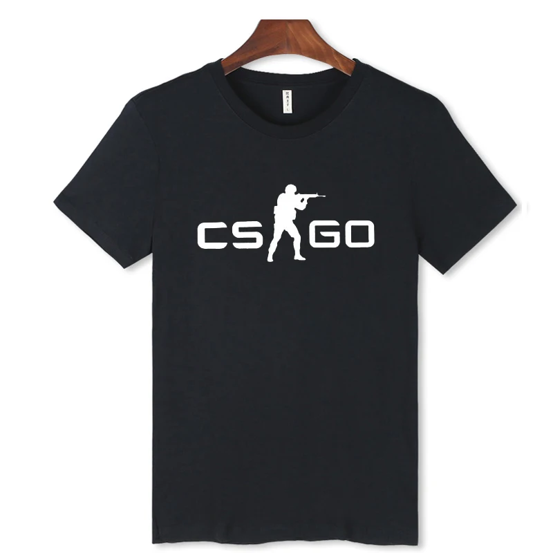 CS GO Высокое Качество Хлопка Белые Футболки Мужчин О-Образным Вырезом с Черный 2016