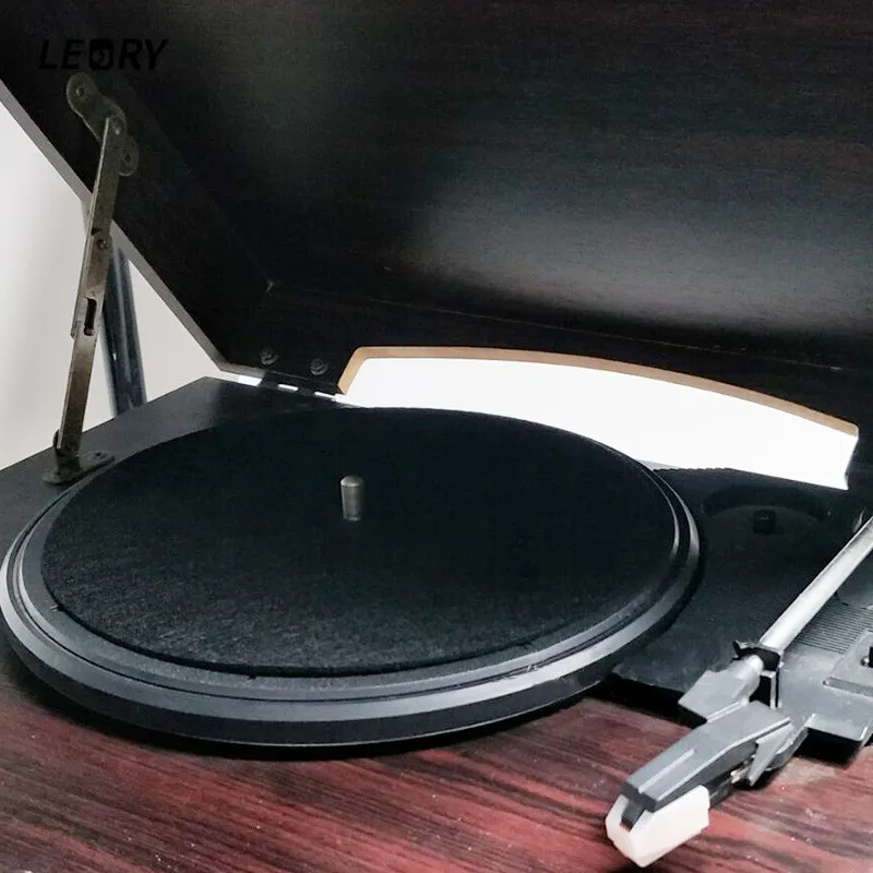 LEROY 1pcs 190mm Black 7inch Anti static Wool Turntable Record Pad