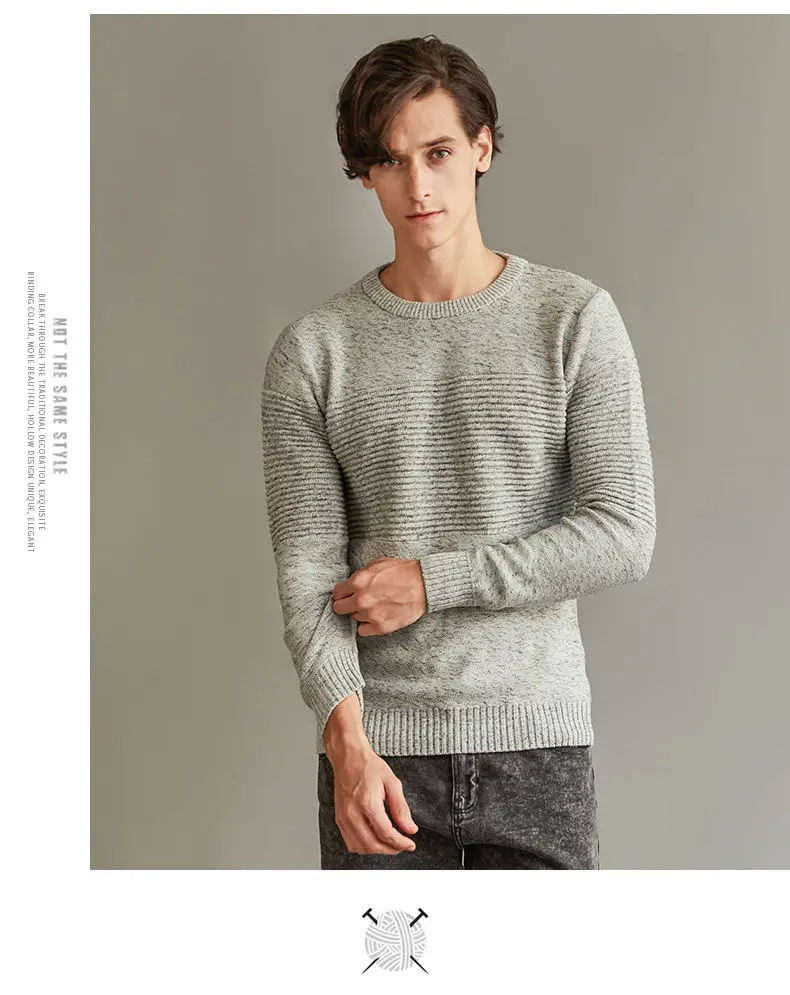 MuLs Brand Crew-Neck Sweater Men Pullover Autumn Winter Thick knit Stripe Male Sweater Jumpers Cotton O Man knitwear 2019 Spirng 6