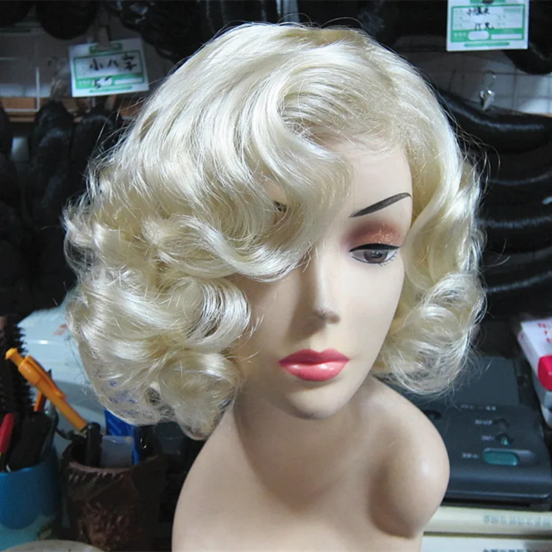 Light Golden Curly Hair Cosplay Halloween Cosplay Accessorie Short