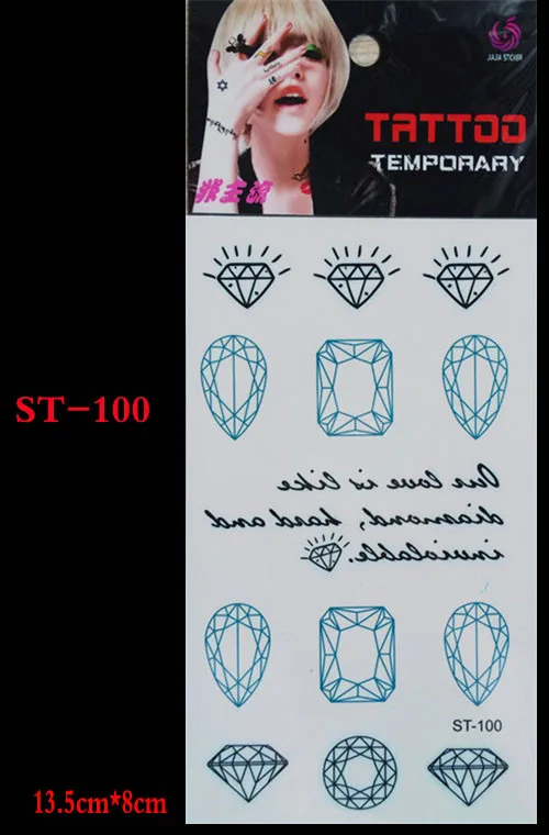 Black tattoo Diamonds Crowns temporary tattoo flash tattoos body art 3d