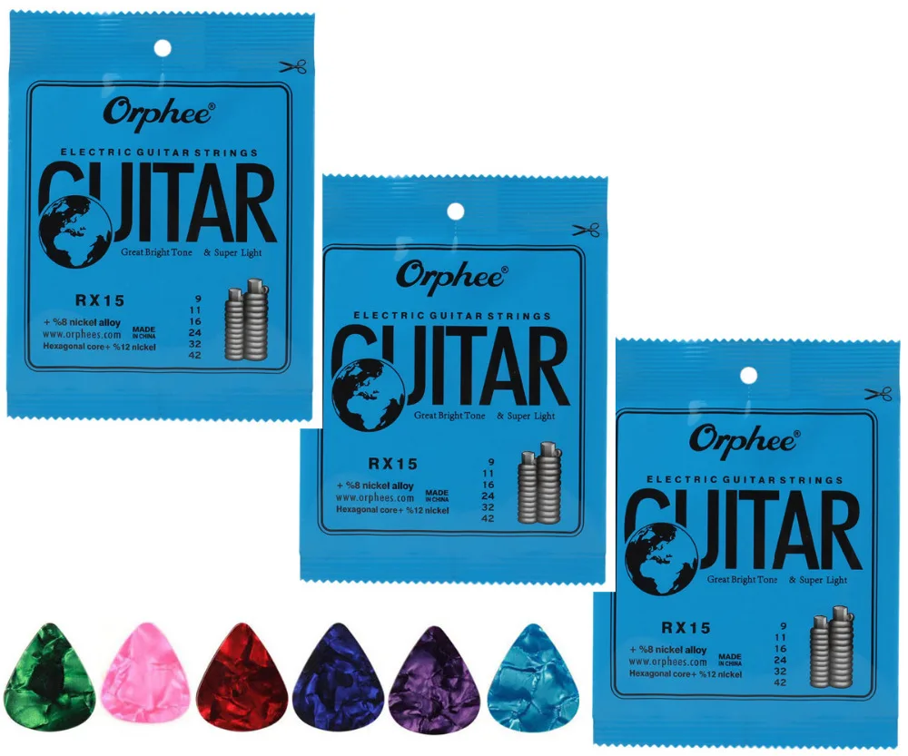 3 Sets Orphee Nickel Plated Steel Electric Guitar Strings (009 042