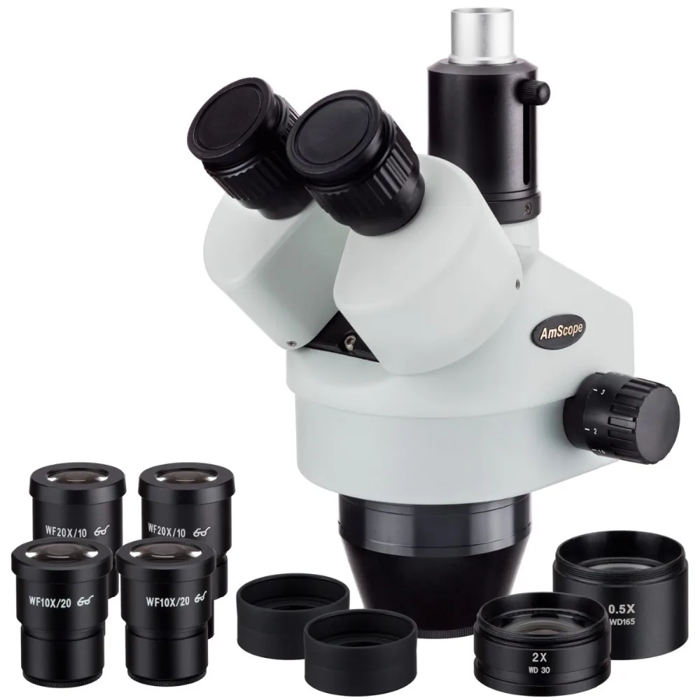 AmScope 3.5X-180X simul-focal Тринокулярный зум стерео головка микроскопа | Инструменты
