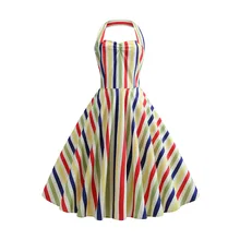 Лето Винтаж Холтер платье женщины элегантный партия 50-х годов линия классический мода полоса цветочный принт девушка случайные сексуальные ретро платья