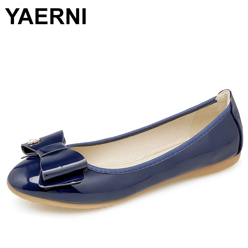 

YAERNISpring Summer Autumn Bow Round Toe Women Flat Shoes Casual PU Leather Foldable Ballet Women Flats Solid Female LoafersE729