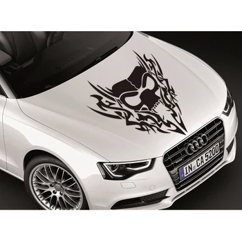 

1 PC Big Size 41x40CM Skull & Flame Car Sticker Engine hood Decal Car styling Reflective Vinyl Auto Accessories