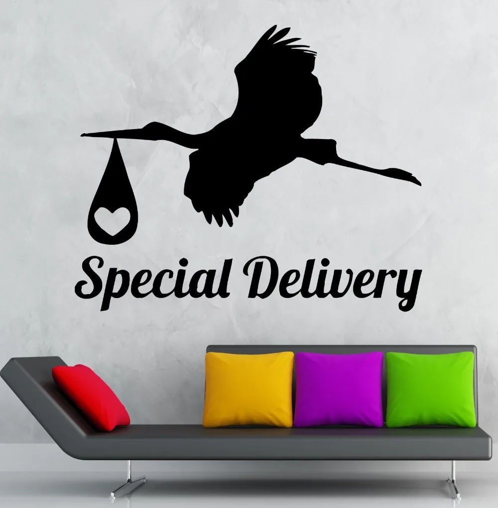 Wall Stickers Stork Baby Pregnancy Maternity Hospital Vinyl Decalin