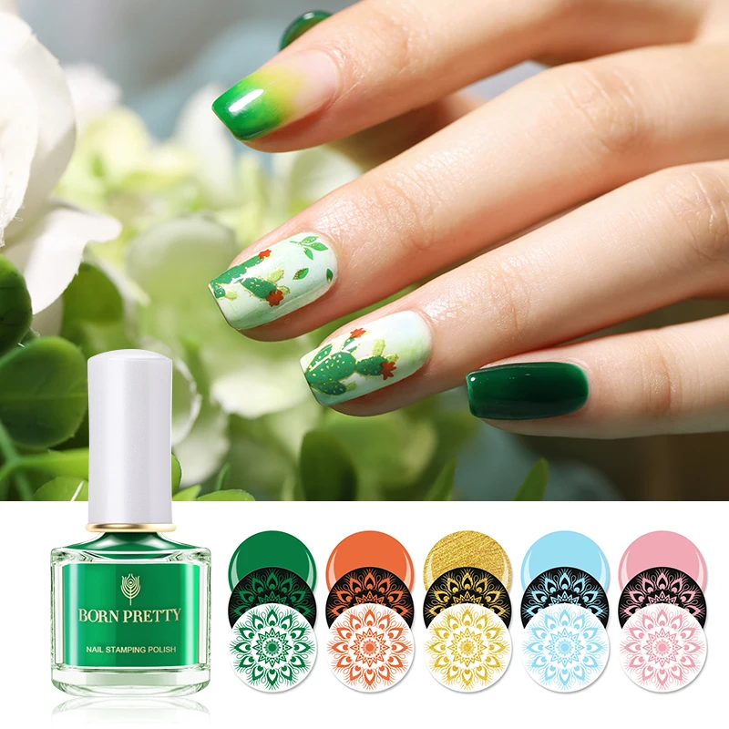 

BORN PRETTY 6pcs/Set Nail Stamping Polish Varnish Colorful Nail Art Plate Printing Polish Lacquer Summer Series Nail Stamp Tools
