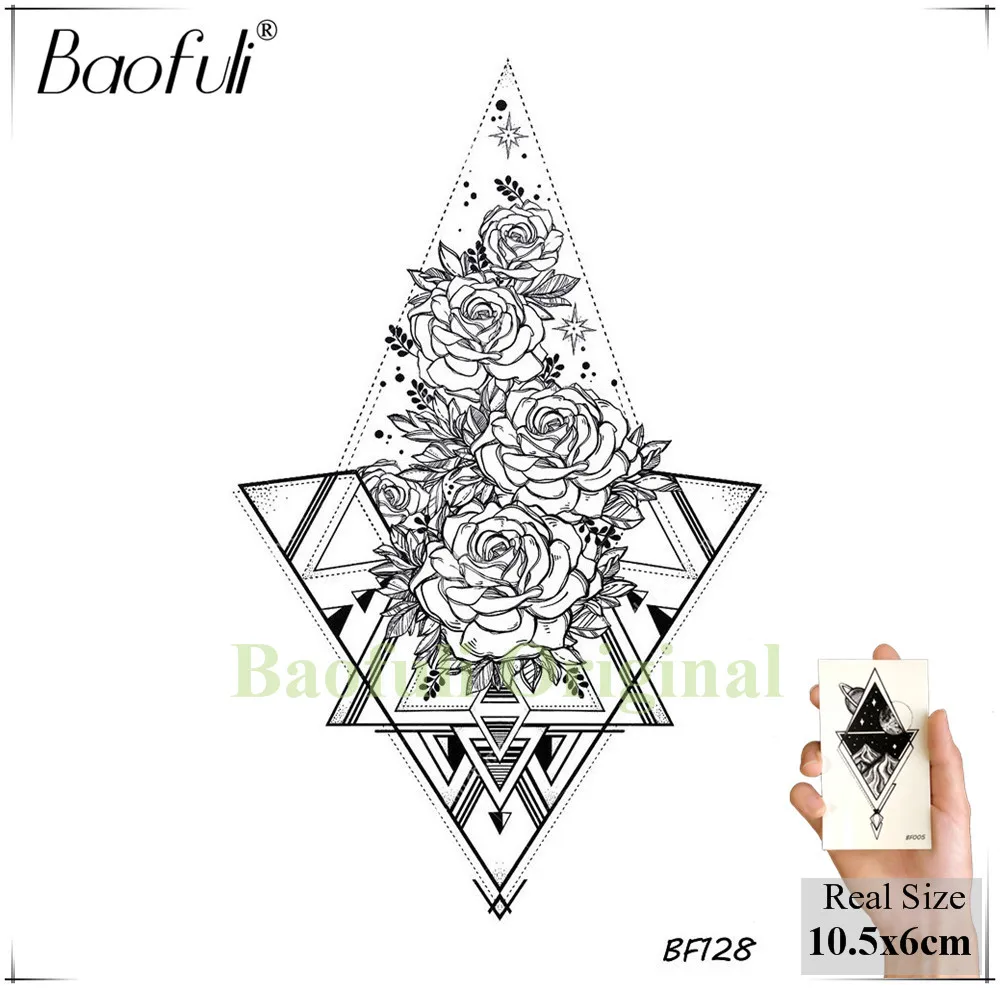 BAOFULI 20 видов стилей для женщин черные цветы татуировки переводные поддельные 3D боди-арт татуировки шеи руки рукава розы Временные татуировки Стикеры - Цвет: BBF128