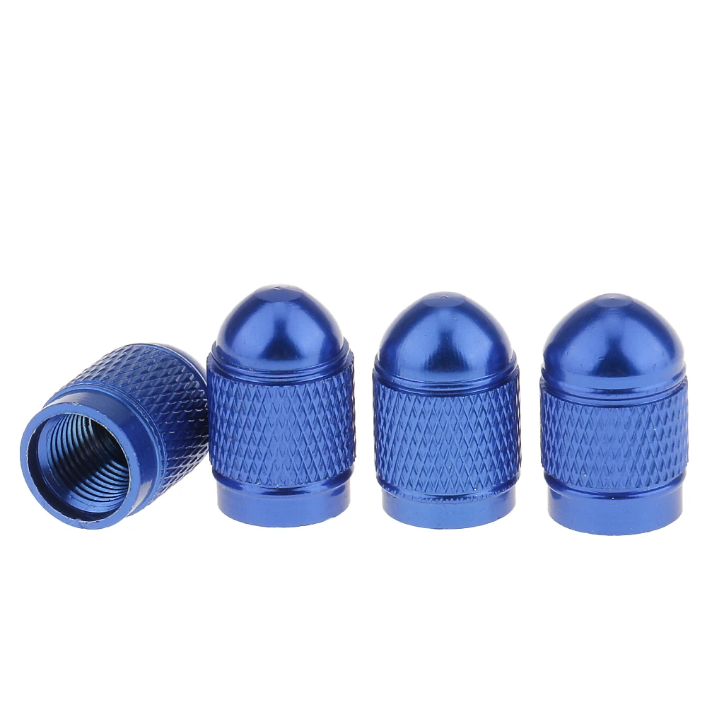 4x Blue Anodized Tires Stem Dust Cap For Car Bike Van Truck Repair DIY lightweight aluminum material