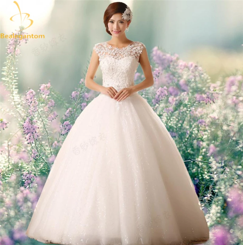 

2019 New Arrival Sexy White Red Ball Gown Lace Wedding Dresses With Appliques Floor-Length Bridal Gown Robe De Mariee QA654