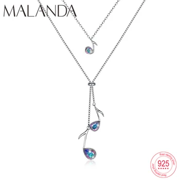 

Malanda Crystal From Swarovski Music Notation Pendant Necklace For Women Sterling Silver Double Chain Necklaces Fashion Jewelry