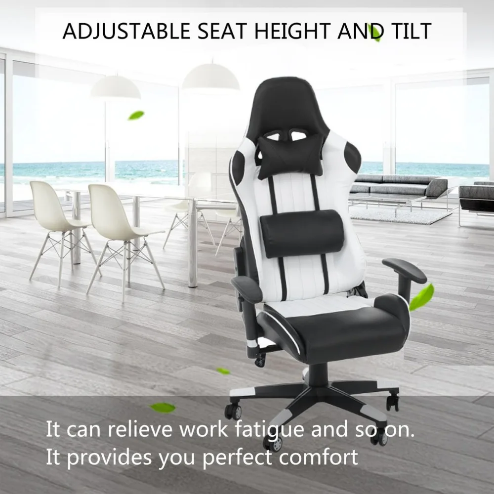 

360 Degree Rotation Rolling Wheels Home Office Computer Desk Ergonomic Height Adjustable Gaming Chair Recliner Racing Chair