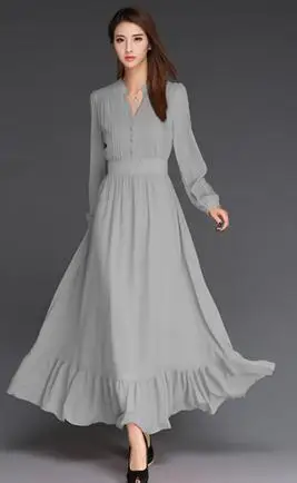 Pleated Chiffon Maxi Dress