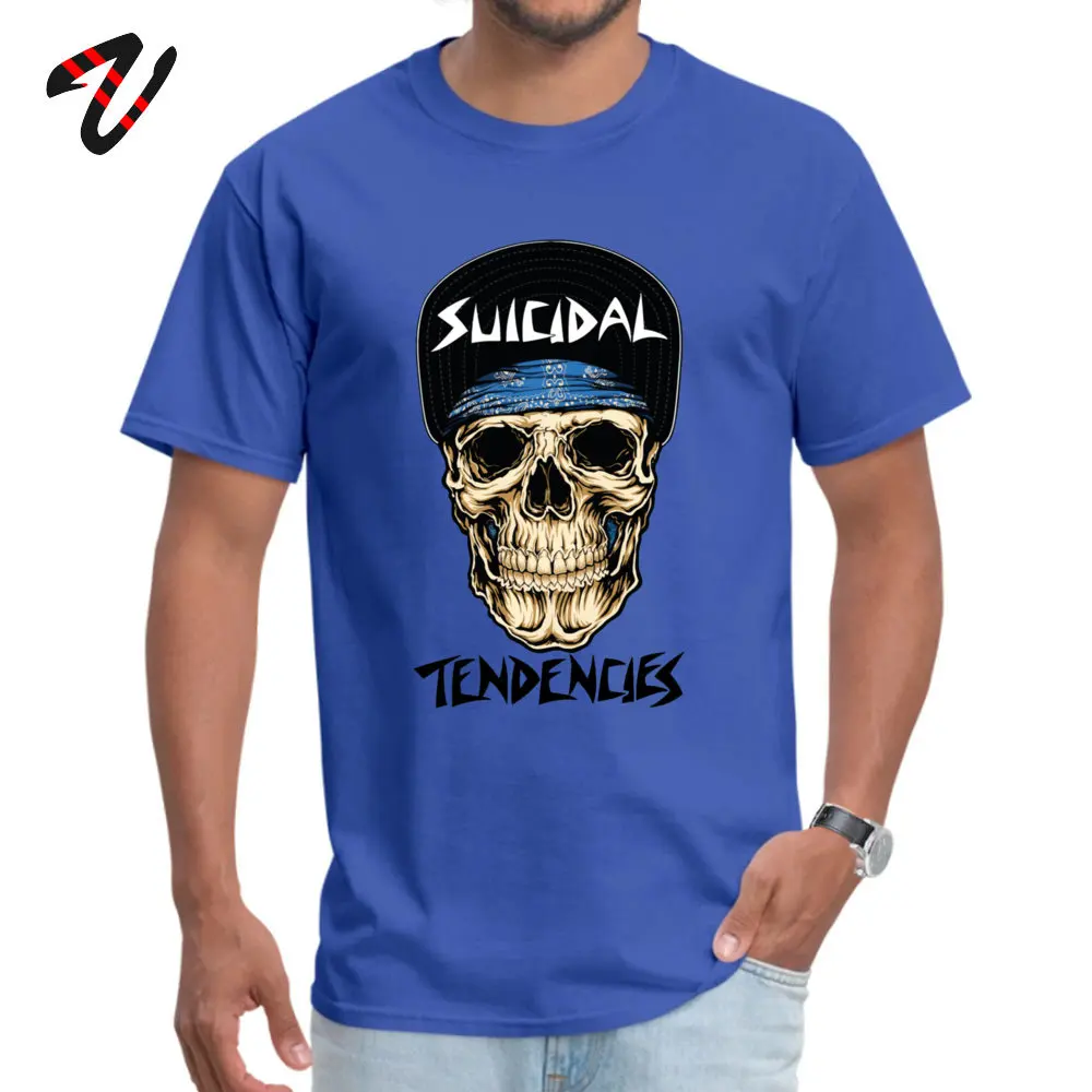 suicidal tendencies skull T-Shirt Normal Short Sleeve Coupons O-Neck Cotton Fabric Tops Shirts Tops & Tees for Men Labor Day suicidal tendencies skull 18456 blue
