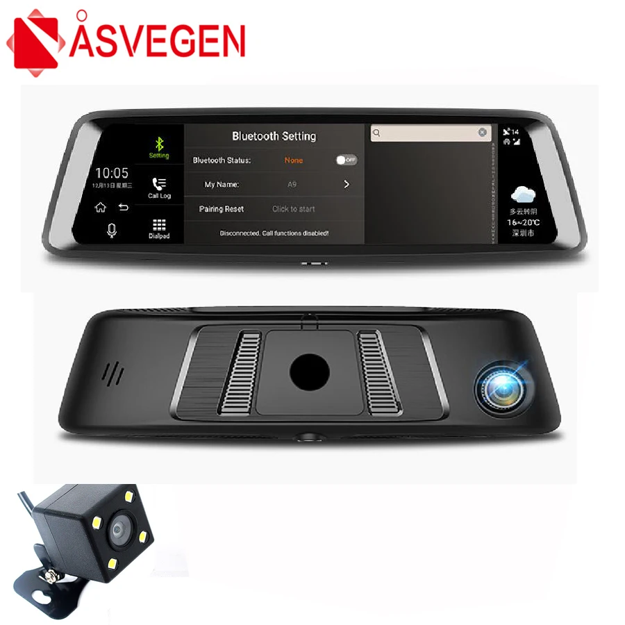 Asvegen 9,88 дюймов 4G wifi Bluetooth gps зеркало заднего вида стандарт 1600*400 HD полный экран Android автомобильный 1080P 140 градусов рекордер