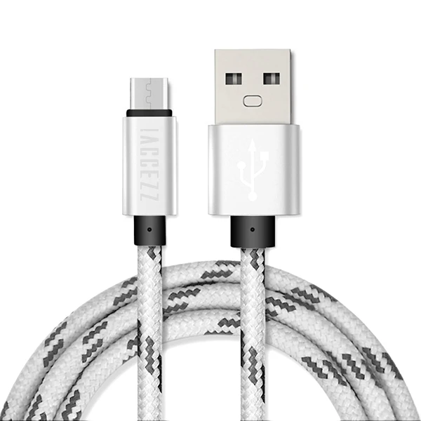 Нейлоновый usb-кабель ACCEZZ для зарядки Apple iPhone XR XS MAX 8 7 6S Plus, кабель для быстрой зарядки и синхронизации данных, кабель для зарядки телефона iPad - Цвет: Серебристый