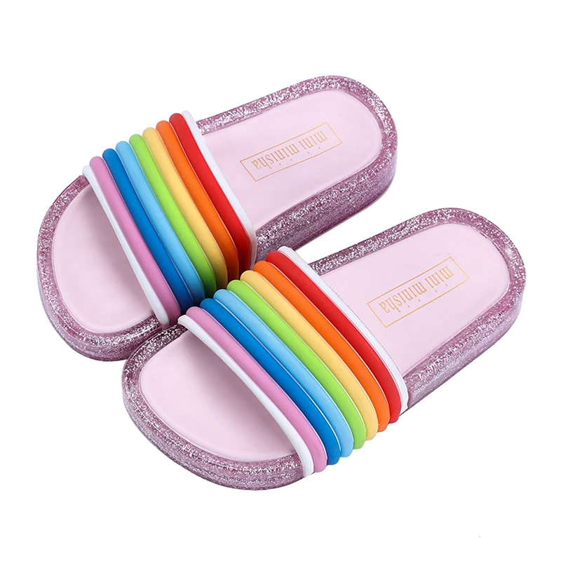 2019 New Summer Kids Slippers Toddler LED melissa Jelly Light UP Slippers Girls  Barefoot Boys Rainbow Glowing Beach Shoes