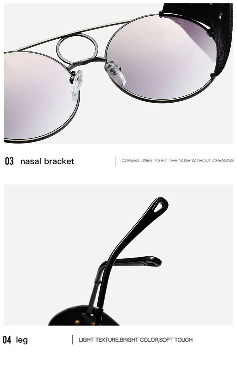 Sunglasses Steampunk Women Round Fashion Vintage Punk Female Metal Sun Glasses Double Bridge Luxury Brand Designer Street Retro