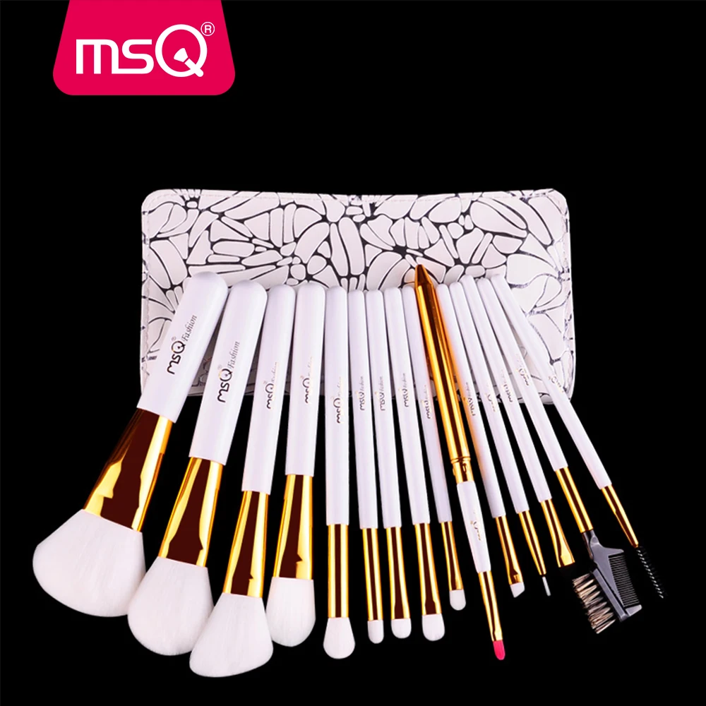 MSQ Makeup Brushes Set Professional 15pcs Soft Synthetic Hair Natural