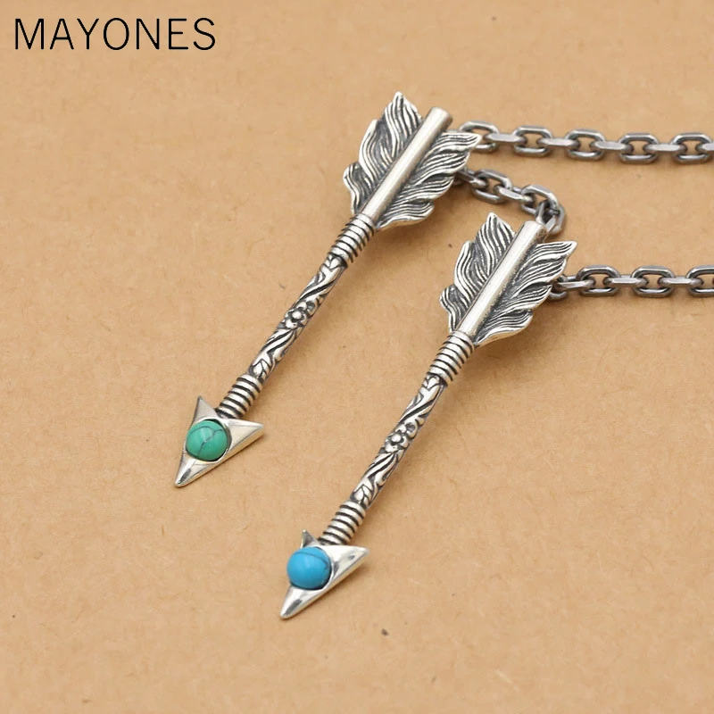 

MAYONES Hot Sale Pendant Genuine 925 Sterling Silver Vintage Punk Thai Silver Feather Bow Pendant For Women Men Free Shipping