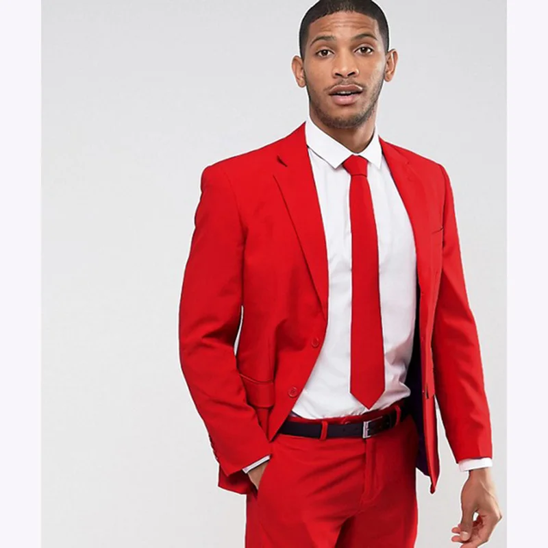 2017 Red Man Suit Slim Suitfit England mens Suit Custom Made Groom