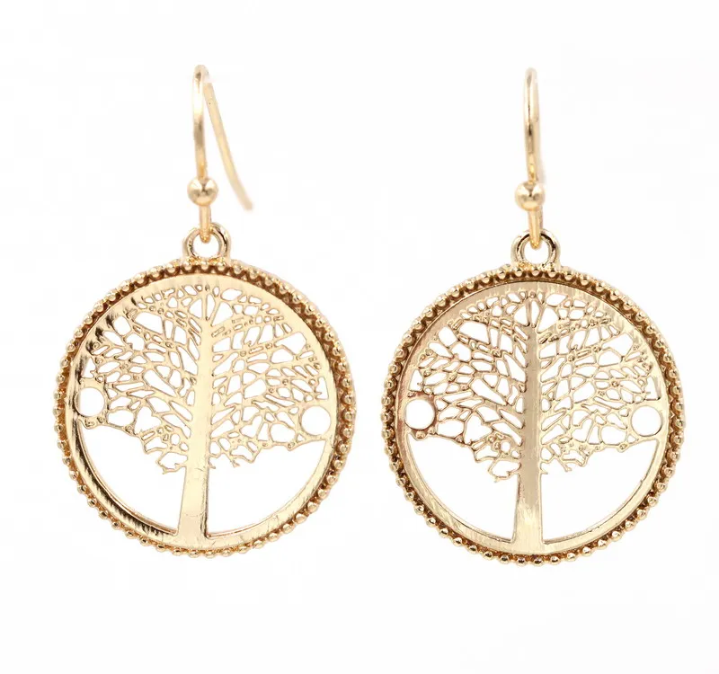 

Tree Life Filigree Small Round Drop Earrings for Women