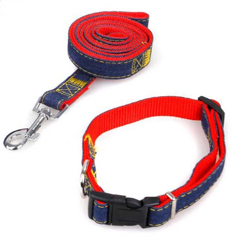 Denim Dog Leads Chest Straps Thick Wearable Traction Rope Dog Collar Leash Set for Pet Puppy Cat Big Medium Small Dog Dropship (2)